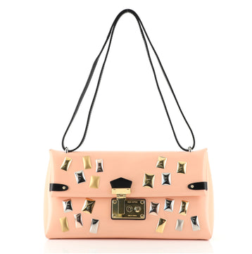 Louis Vuitton Sac Triangle Handbag Embellished Glazed Calfskin PM