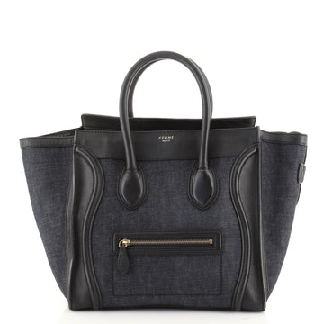 Celine Luggage Bag Denim with Leather Mini
