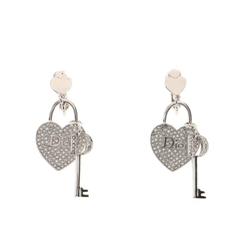 Christian Dior Silver Metal and Crystals Dangle Earrings