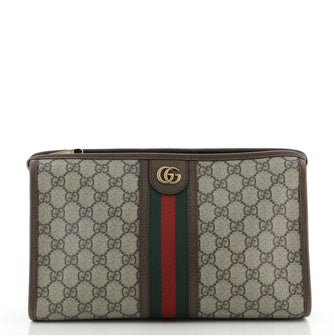 Gucci Ophidia Toiletry Pouch GG Coated Canvas Large Brown