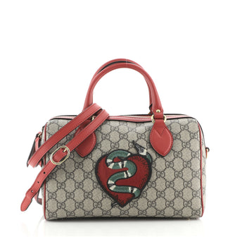 Gucci Convertible Boston Bag Embroidered GG Coated Canvas Small