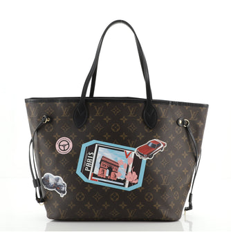 Louis Vuitton NEVERFULL MM LIMITED EDITION WORLD TOUR Brown
