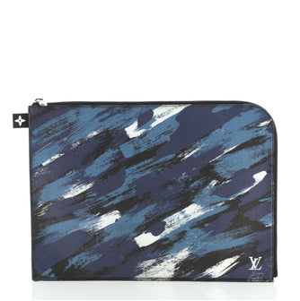 Louis Vuitton Pochette Jour Limited Edition Camouflage Printed Coated Canvas  GM Blue 79783112
