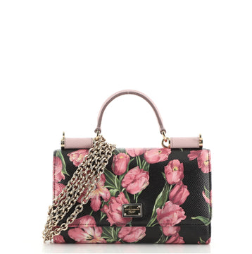Dolce & Gabbana Sicily Wallet on Chain Printed Leather Mini