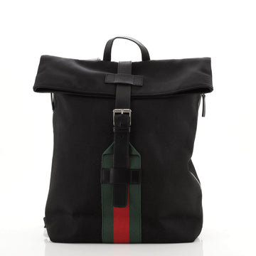 Gucci Web Fold Over Backpack Techno Canvas Medium