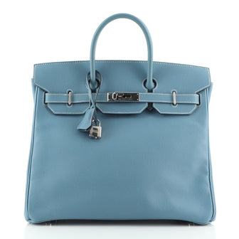 Hermes HAC Birkin Bag Blue Epsom with Palladium Hardware 32