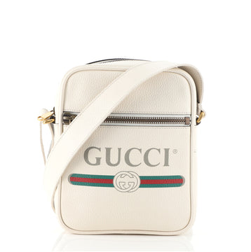 Gucci Logo Zip Messenger Bag Printed Leather Small