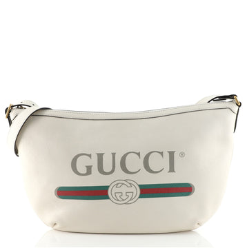 Gucci Logo Half-Moon Hobo Printed Leather