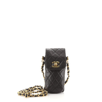 Chanel Vintage CC Flap Phone Holder Crossbody Bag Quilted Lambskin