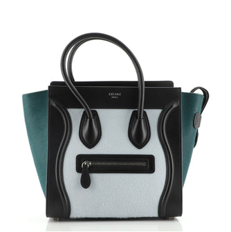 Celine Tricolor Luggage Bag Pony Hair and Leather Micro