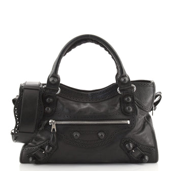 Balenciaga City Giant Brogues Bag Leather Medium