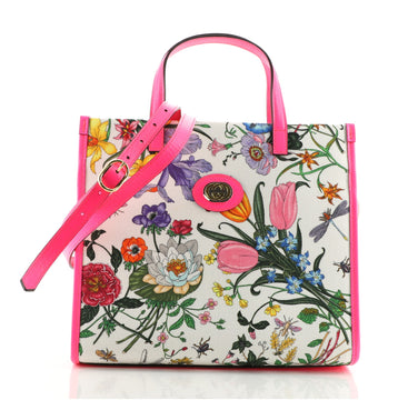 Gucci Convertible Open Tote Flora Canvas Small