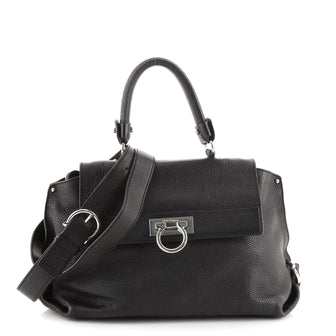 Salvatore Ferragamo Sofia Satchel Pebbled Leather Medium