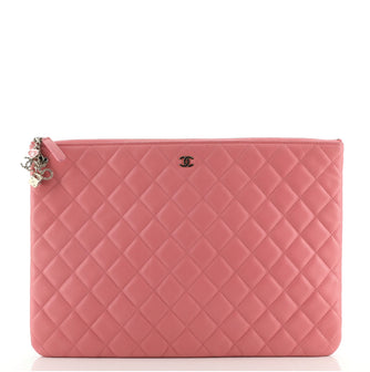 Chanel CC Casino O Case Clutch Quilted Lambskin Large
