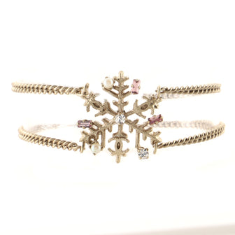 Chanel Snowflake Double Chain Bracelet Metal with Crystals and Pearls