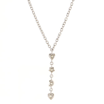Christian Dior Vintage Dangling Heart Star Moon Chain Necklace Metal with Crystals and Pearls