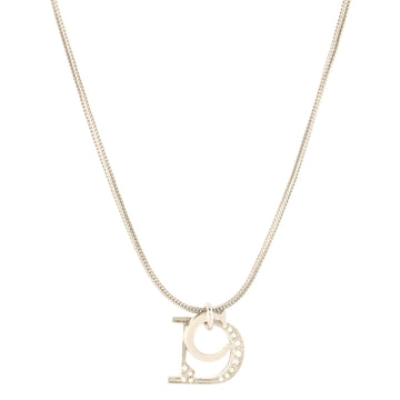 Christian Dior Vintage CD Pendant Necklace Metal with Crystals