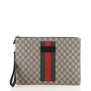 Gucci Web Wristlet Clutch GG Coated Canvas