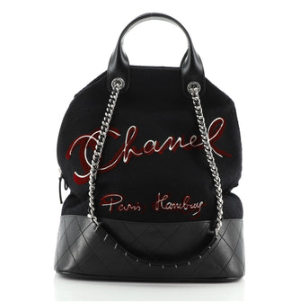 Chanel Paris-Hamburg Tote Embroidered Wool with Quilted Calfskin Large
