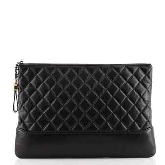 Chanel Gabrielle O Case Clutch Quilted Aged Calfskin Large