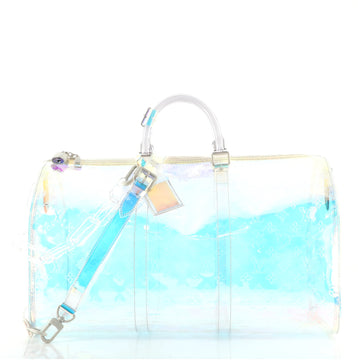Louis Vuitton Keepall Bandouliere Bag Limited Edition Monogram Prism PVC 50