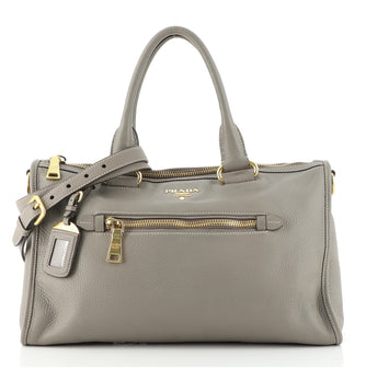 Prada Front Zip Convertible Satchel Vitello Daino Medium