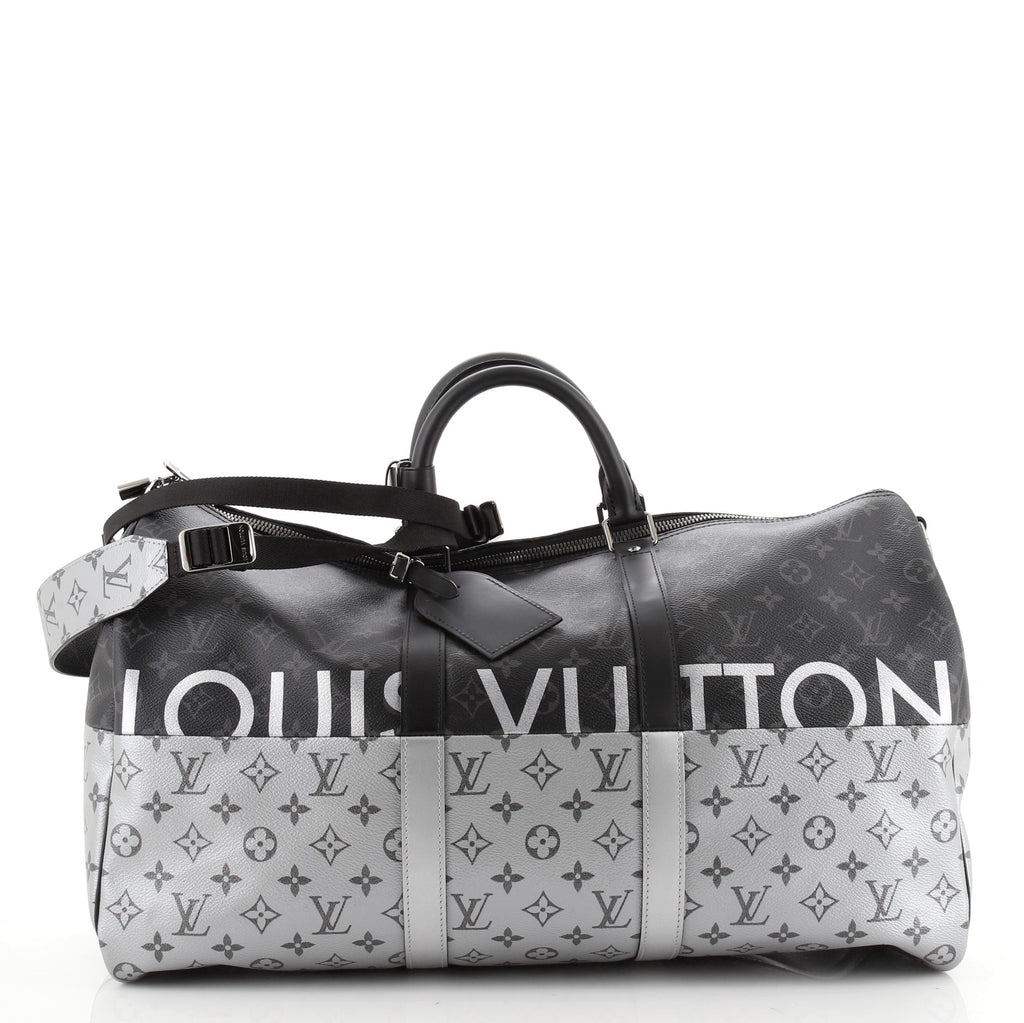 Louis Vuitton Keepall Bandouliere Bag Monogram Eclipse Split Canvas 50  Black 79783375