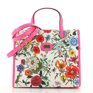 Gucci Convertible Open Tote Flora Canvas Small