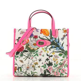 Gucci Convertible Open Tote Flora Canvas Small