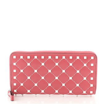 Valentino Free Rockstud Spike Zip Around Wallet Quilted Leather Long