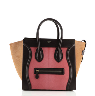 Celine Tricolor Luggage Bag Pony Hair and Leather Mini