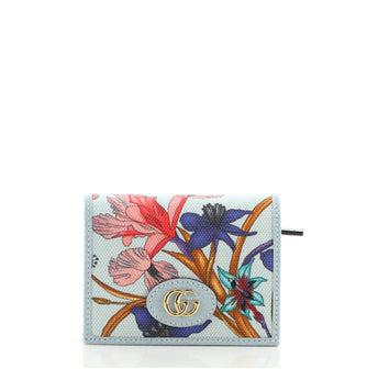 Gucci GG Marmont Flap Card Case Flora Canvas