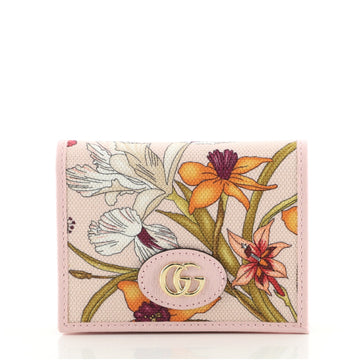 Gucci GG Marmont Flap Card Case Flora Canvas
