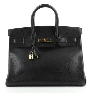 Hermes Birkin Handbag Black Ardennes with Gold Hardware 35