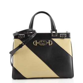 Gucci Zumi Top Handle Bag Striped Leather Medium