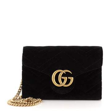 Gucci GG Marmont Chain Wallet Matelasse Velvet Mini