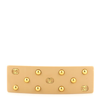 Chanel CC Studded Barrette Metal Embellished Resin