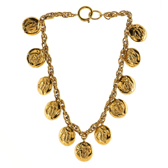 Chanel Multi-Medallion Charm Chain Necklace Metal