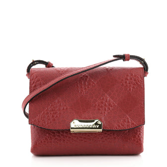 Burberry Langley Crossbody Bag Check Embossed Leather