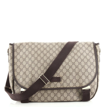 Gucci Double Buckle Messenger Bag GG Coated Canvas Large