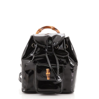 Gucci Vintage Bamboo Backpack Patent Super Mini