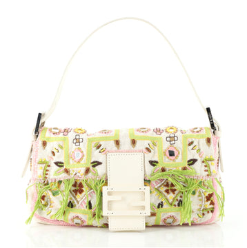 Fendi Baguette Embroidered Fabric with Fringe