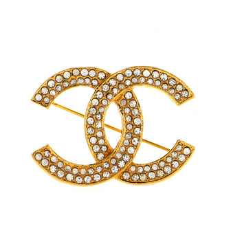 Chanel Double Lined Crystal CC Brooch Crystal Embellished Metal