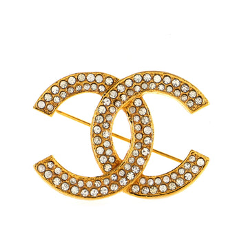 Chanel Double Lined Crystal CC Brooch Crystal Embellished Metal