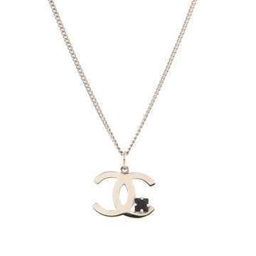 Chanel Vintage CC Pendant Long Necklace Metal with Crystal