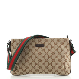 Gucci Web Strap Messenger Bag GG Canvas Small
