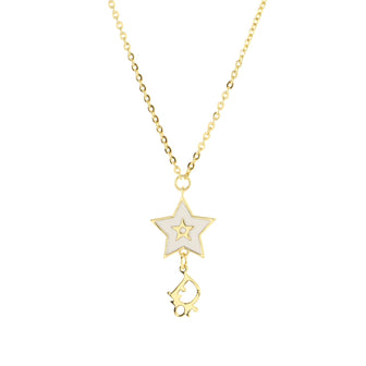 Christian Dior Star Logo Dangling Necklace Metal with Enamel