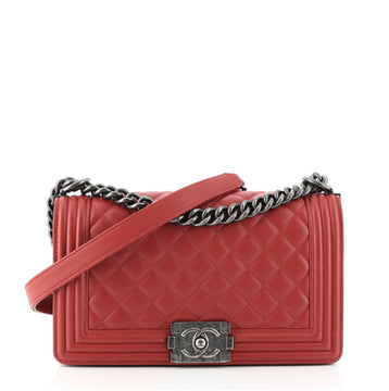 Chanel Boy Flap Bag Quilted Lambskin Old Medium
