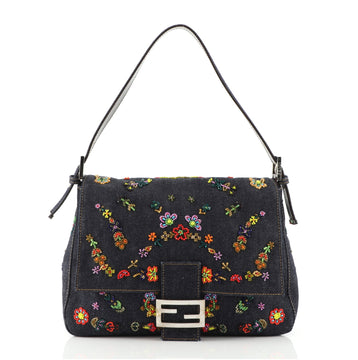 Fendi Mama Forever Bag Bead Embellished Denim