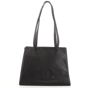 Chanel Vintage CC Zip Square Shoulder Bag Caviar Large